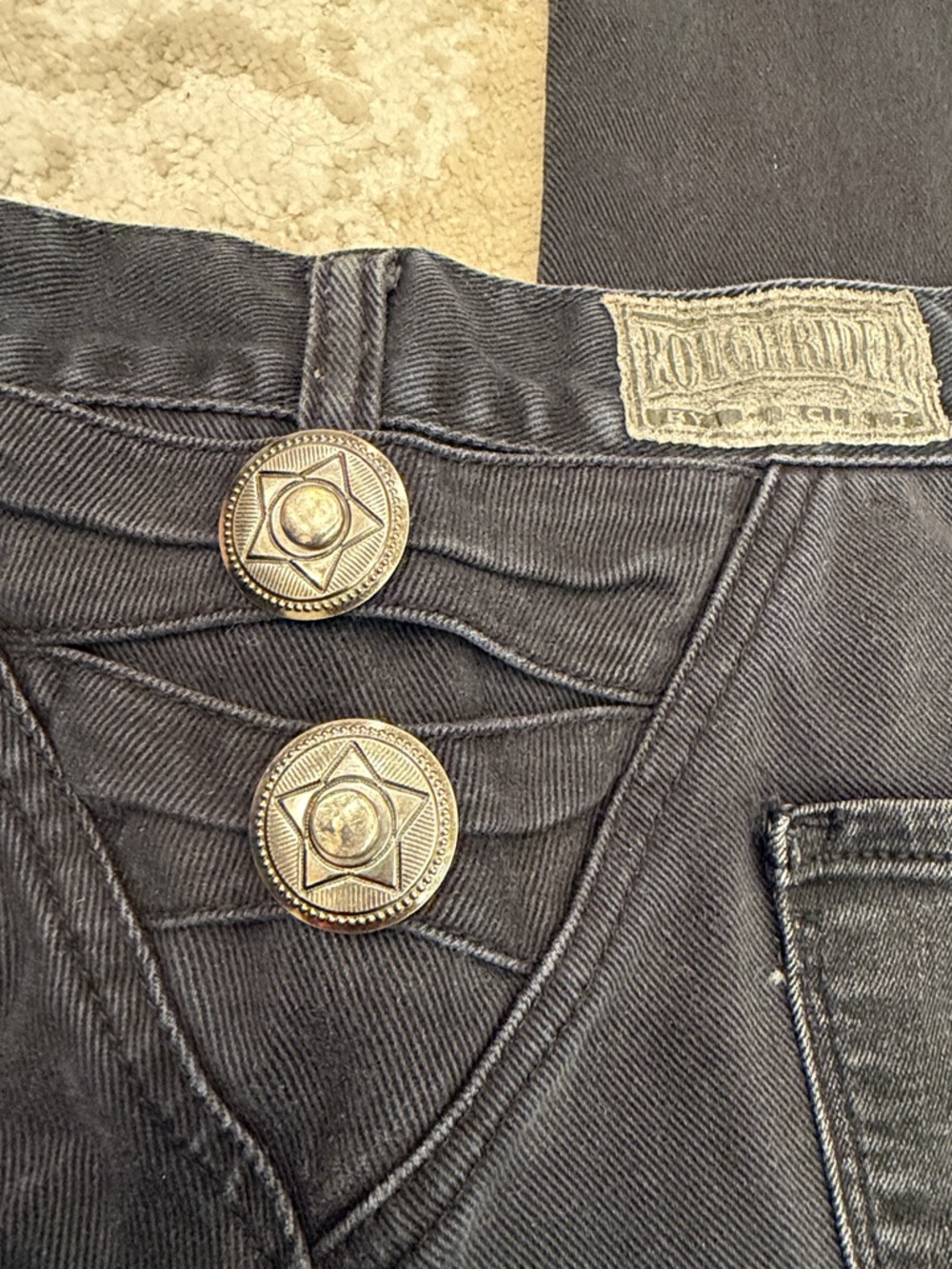 VINTAGE Rough Rider by Circle T // Women's Black 1980s  Denim Jeans size 9 - Picture 5 of 13